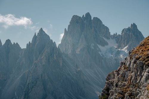 Free Captivating view of the Dolomites' rugged peaks, bathed in daylight, Veneto, Italy. Stock Photo