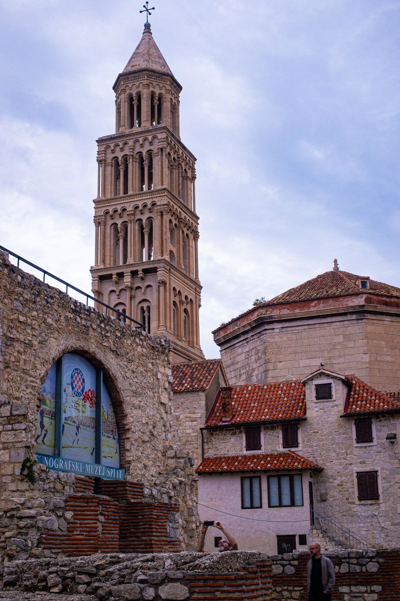 Historic Diocletian's Palace bell tower in Split