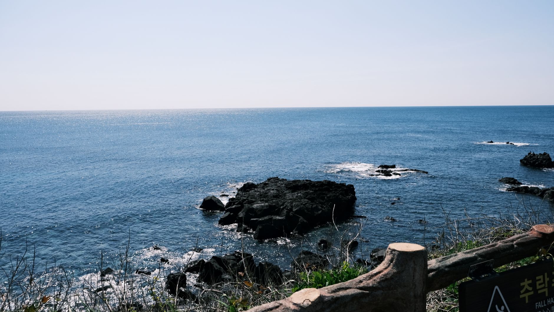 jeju cafe ocean view rainy day