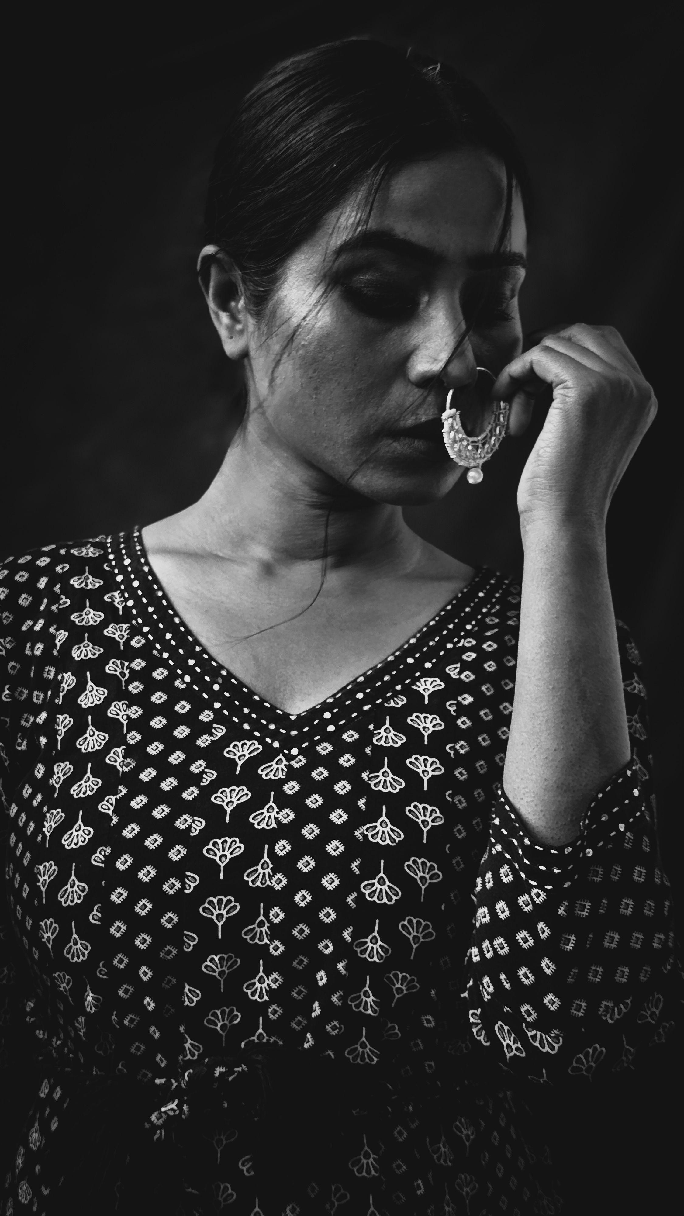 Elegant Black and White Portrait of Indian Woman · Free Stock Photo