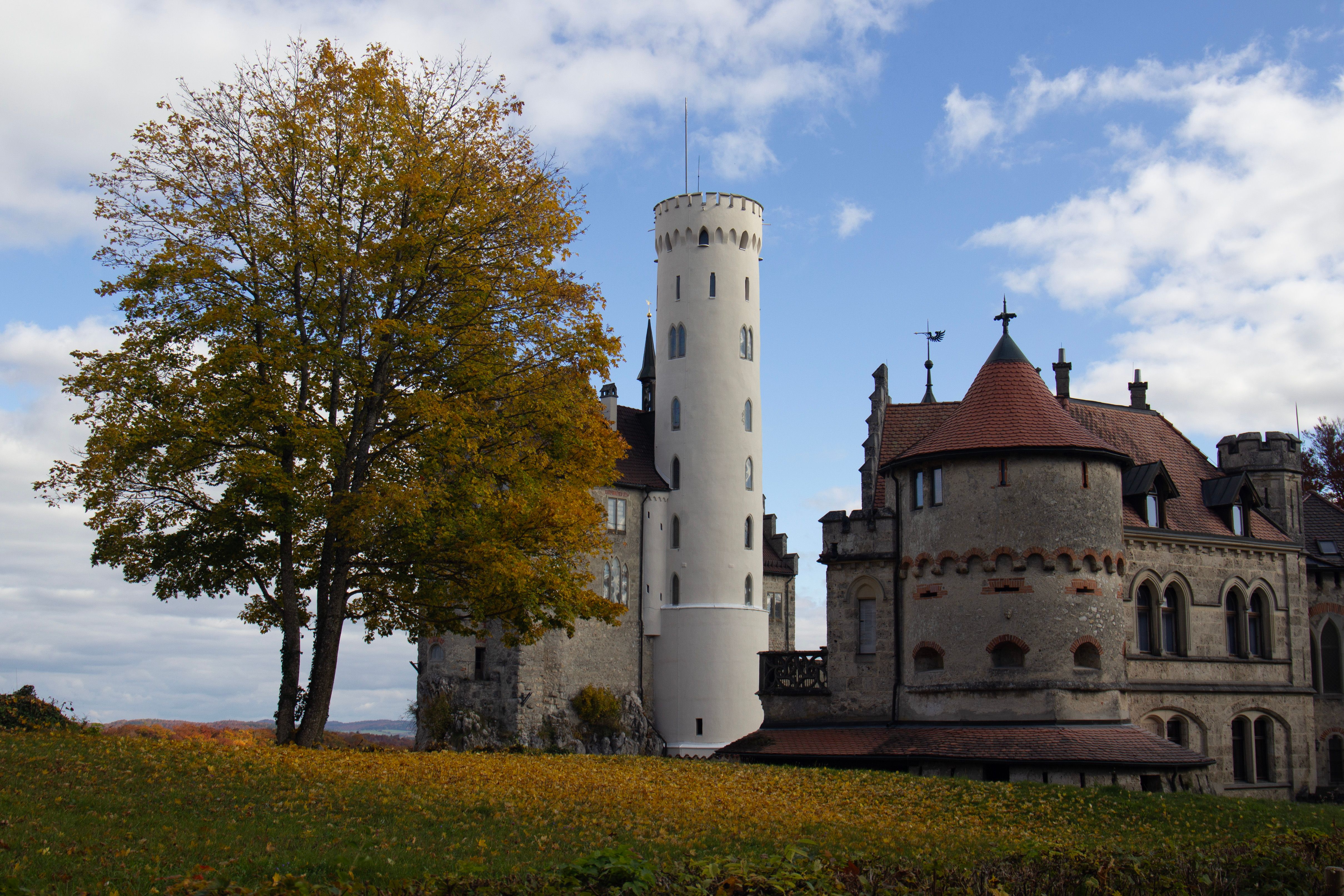 Lichtenstein Castle standing on a dramatic cliff in Germany