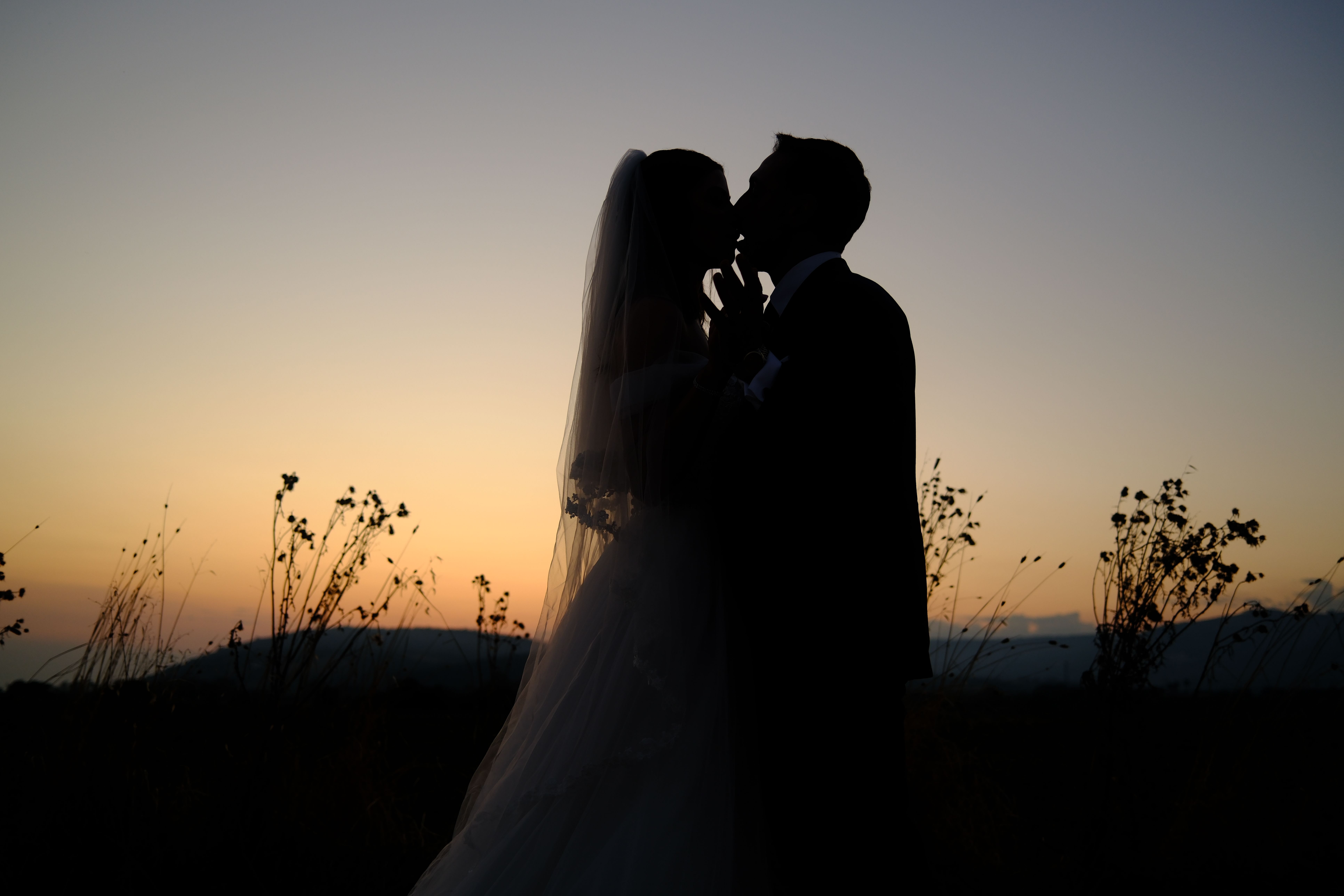 Romantic Sunset Wedding Silhouette Outdoors · Free Stock Photo