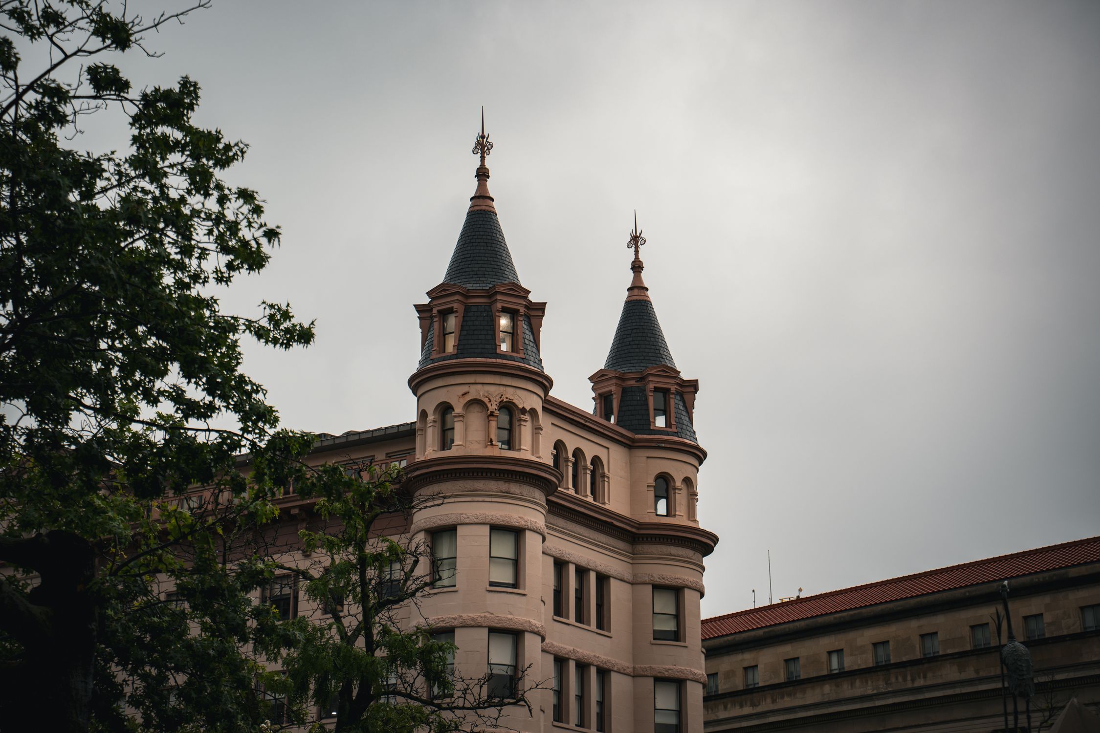 History Building Tower Historic Building with Towers in Overcast Sky · Free Stock Photo