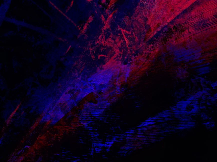 Dynamic abstract artwork showcasing bold red and blue colors with textured brush strokes.
