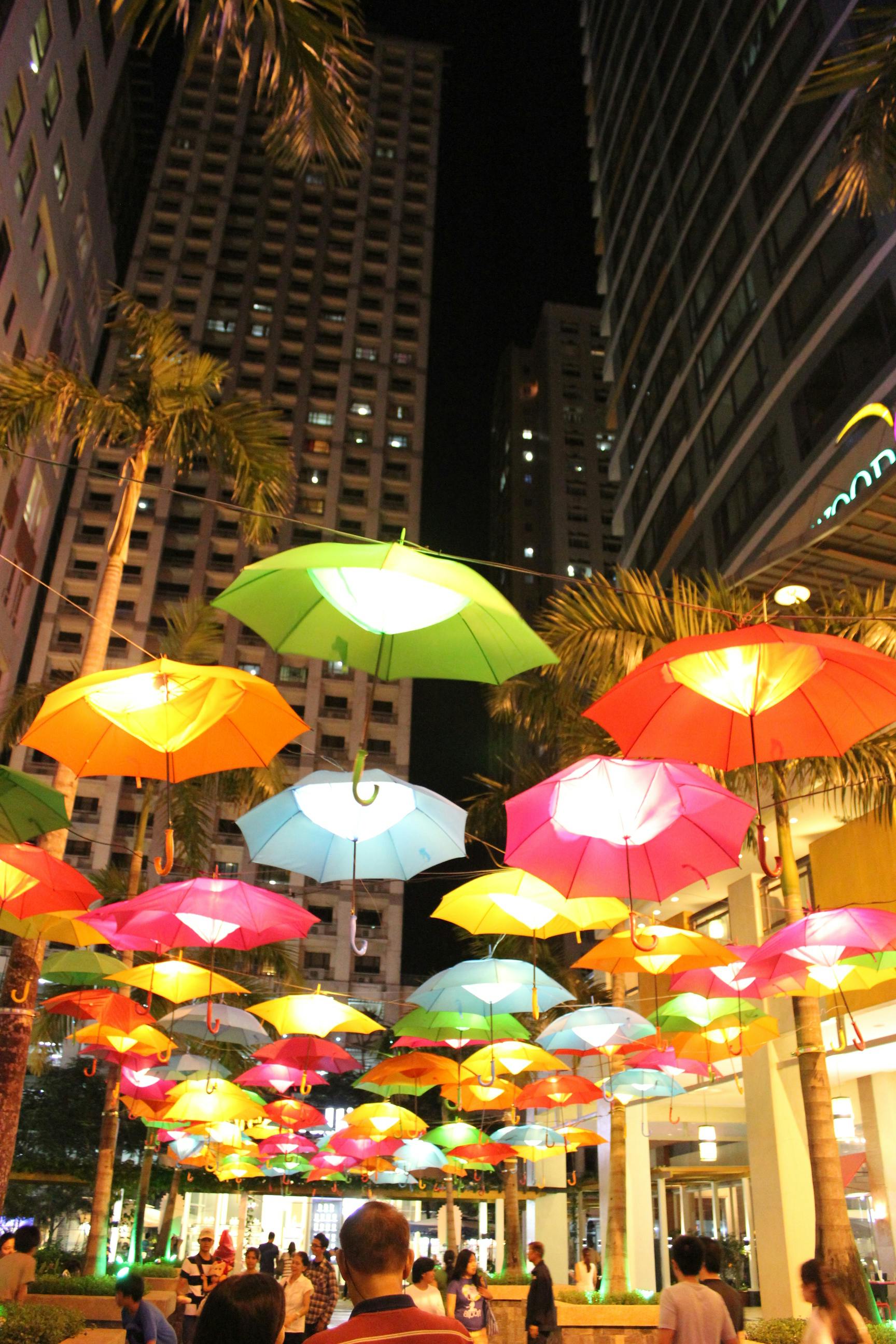 Free stock photo of night life, umbrellas