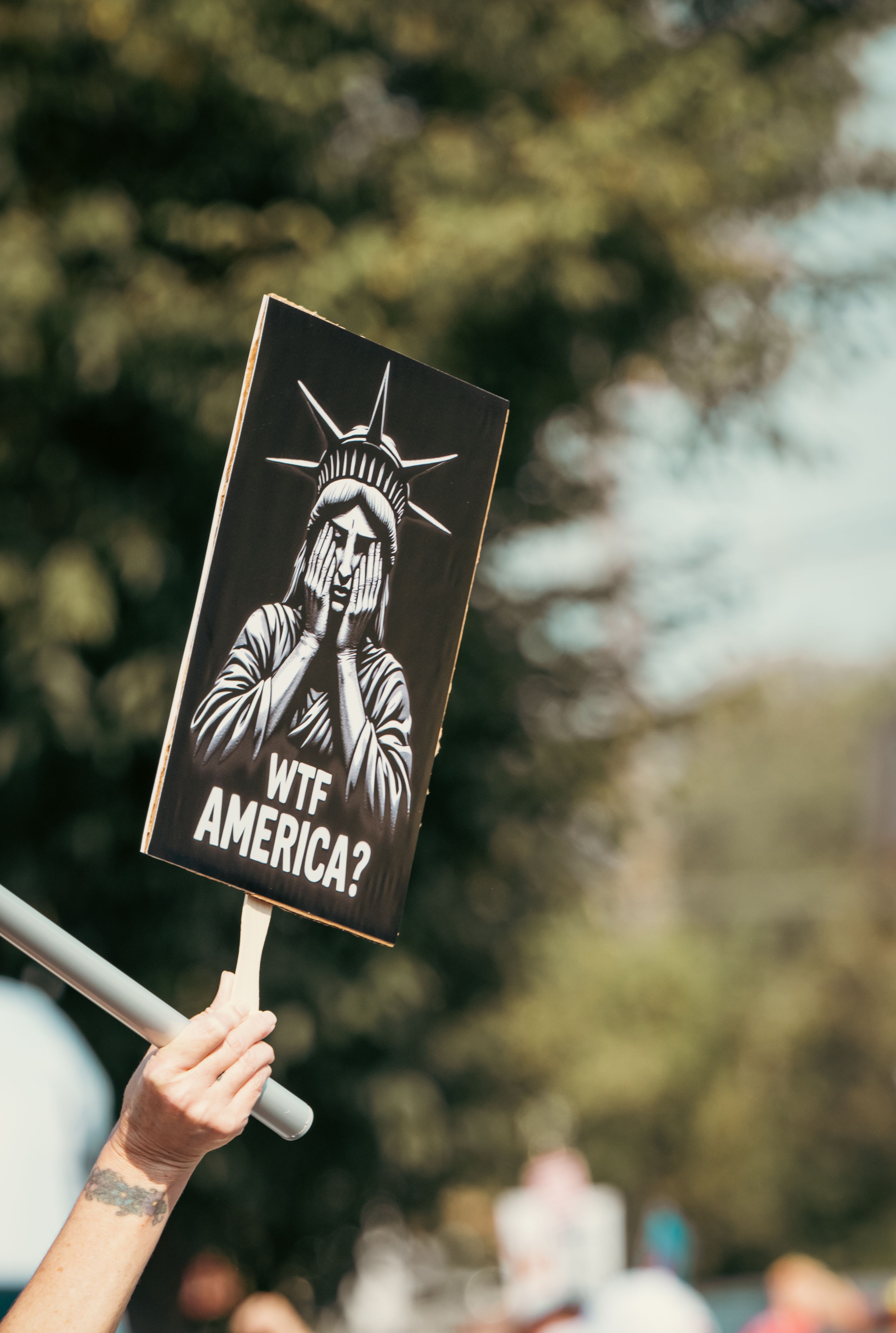 Protest Sign with Statue of Liberty Imagery · Free Stock Photo