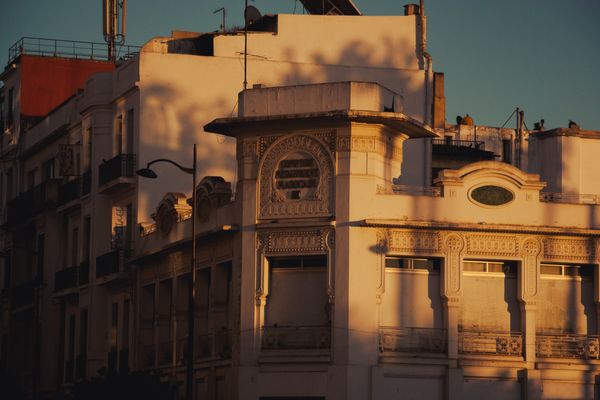 Moroccan Art Deco architecture Casablanca golden hour