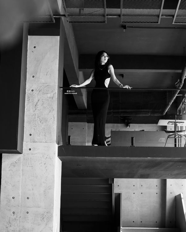 Girl in swimsuit in loft style