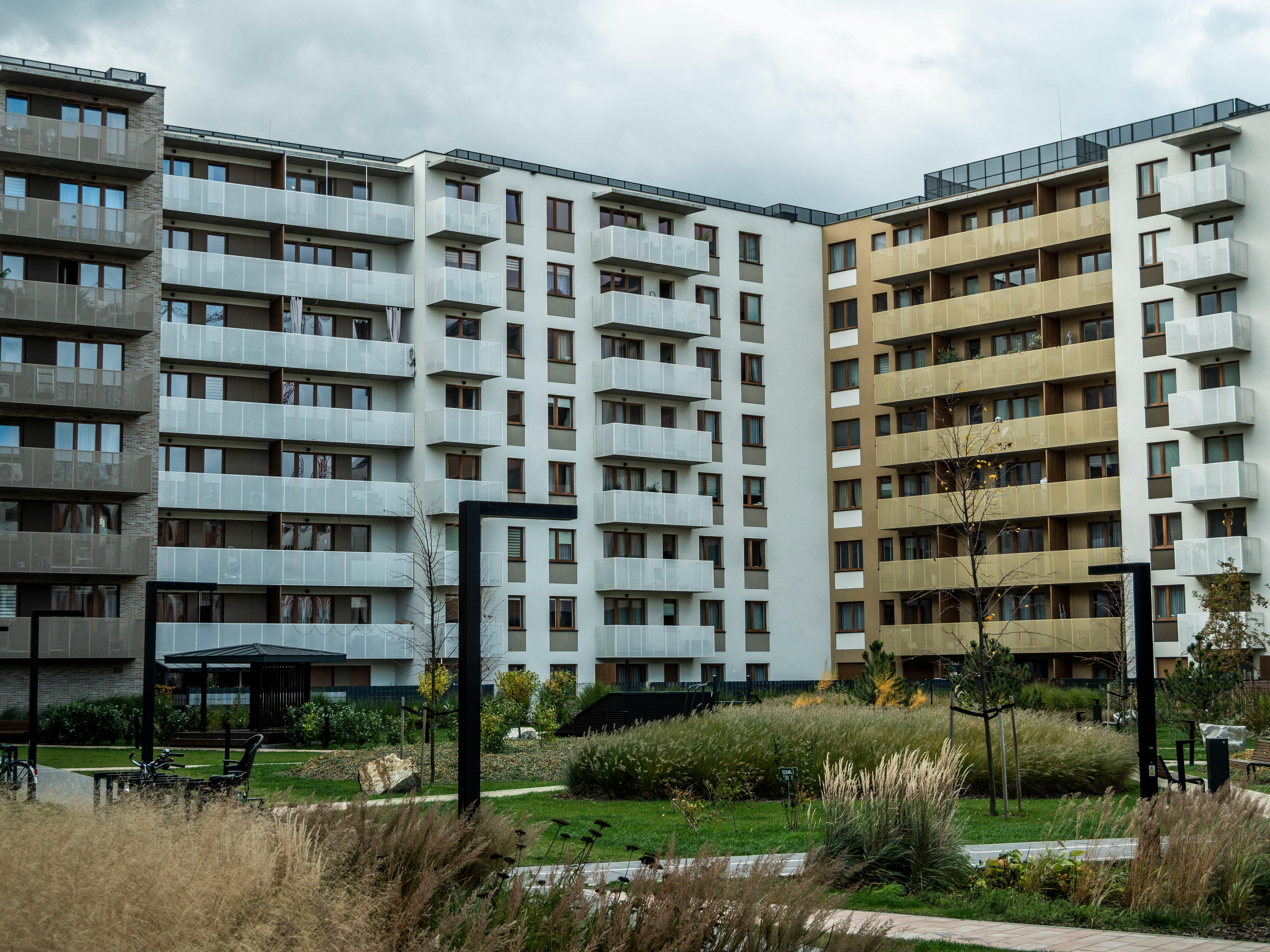 A modern multifamily apartment building representing eligible collateral - commercial equity line of credit investment