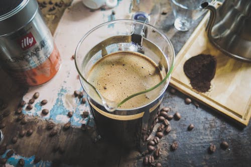 Free stock photo of beans, coffee, french press