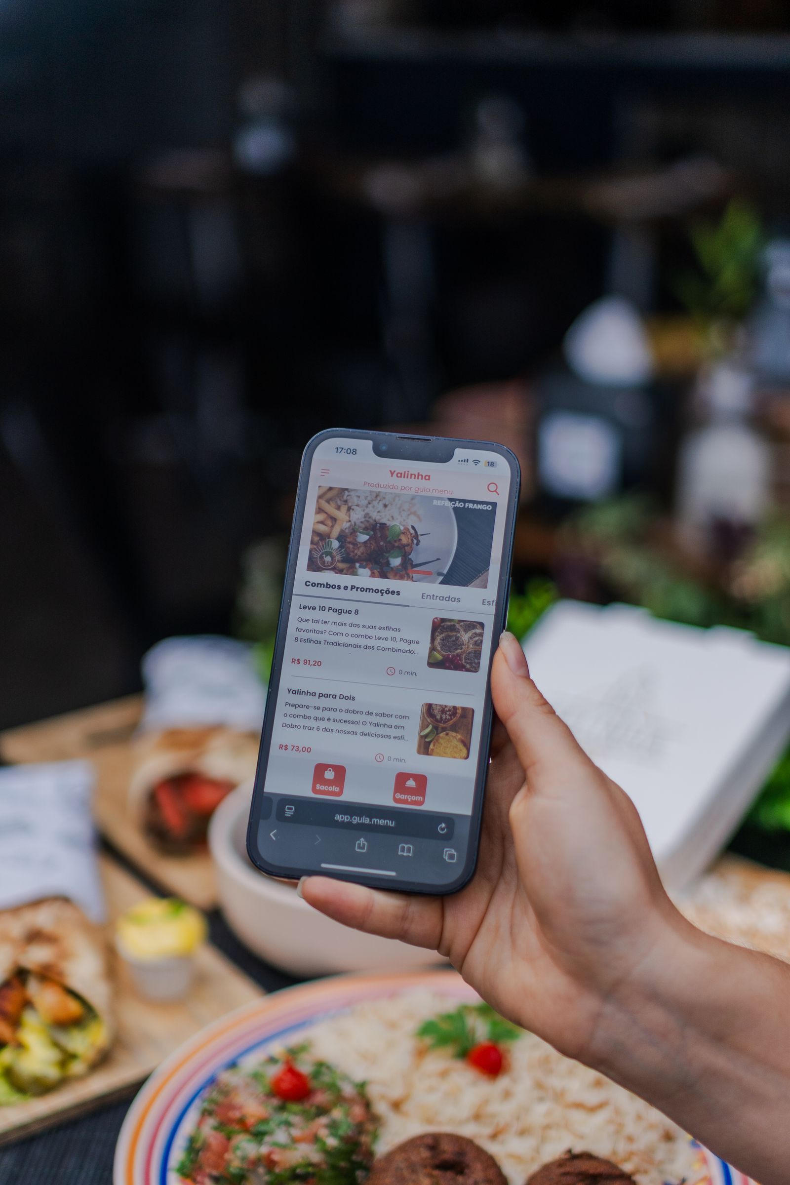 Customer browsing a digital food menu on a smartphone