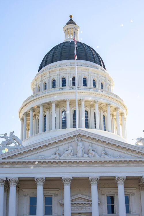 Free Detailed view of the California State Capitol Building's dome in Sacramento. Stock Photo