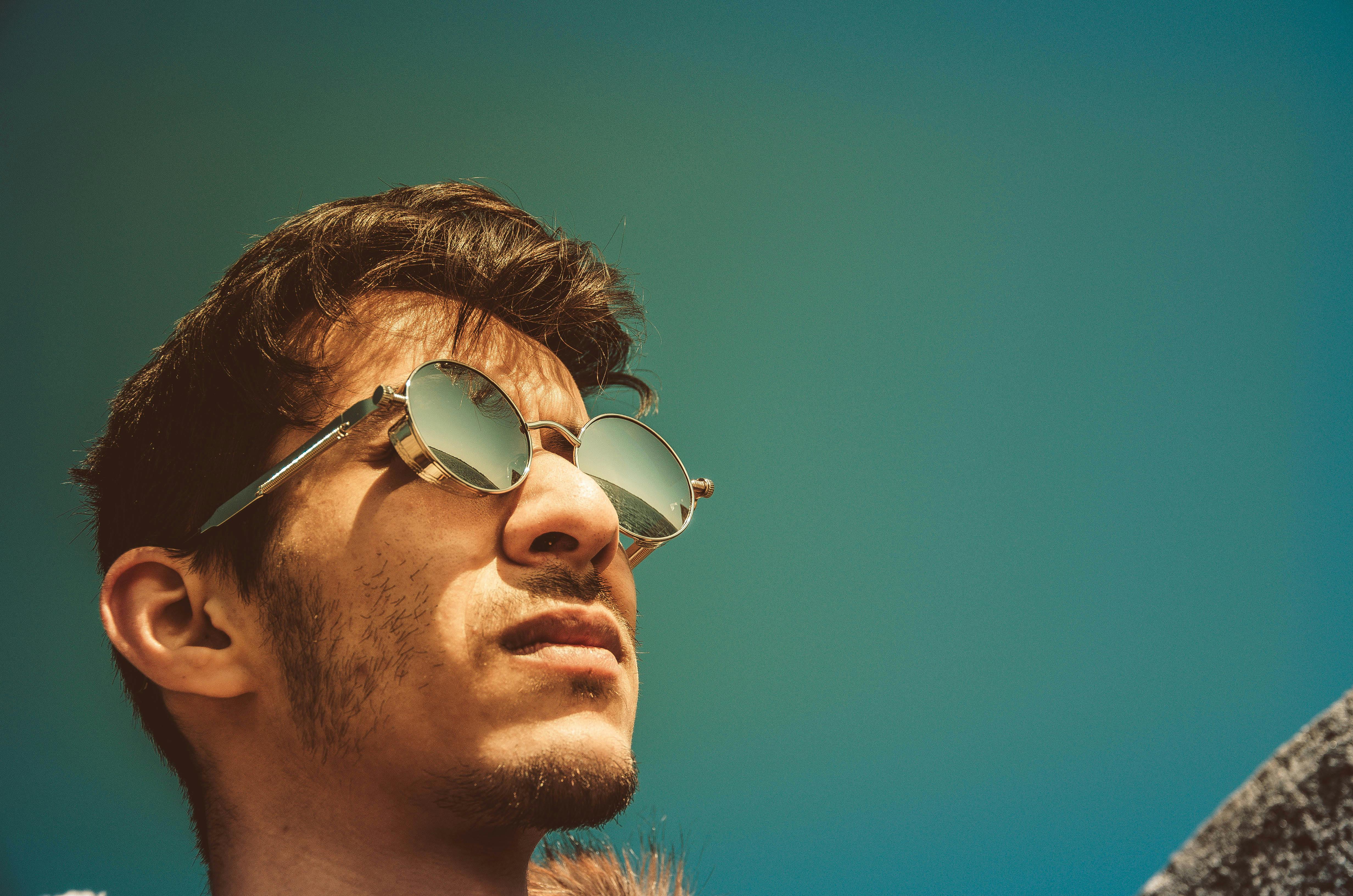 man wearing black sunglasses