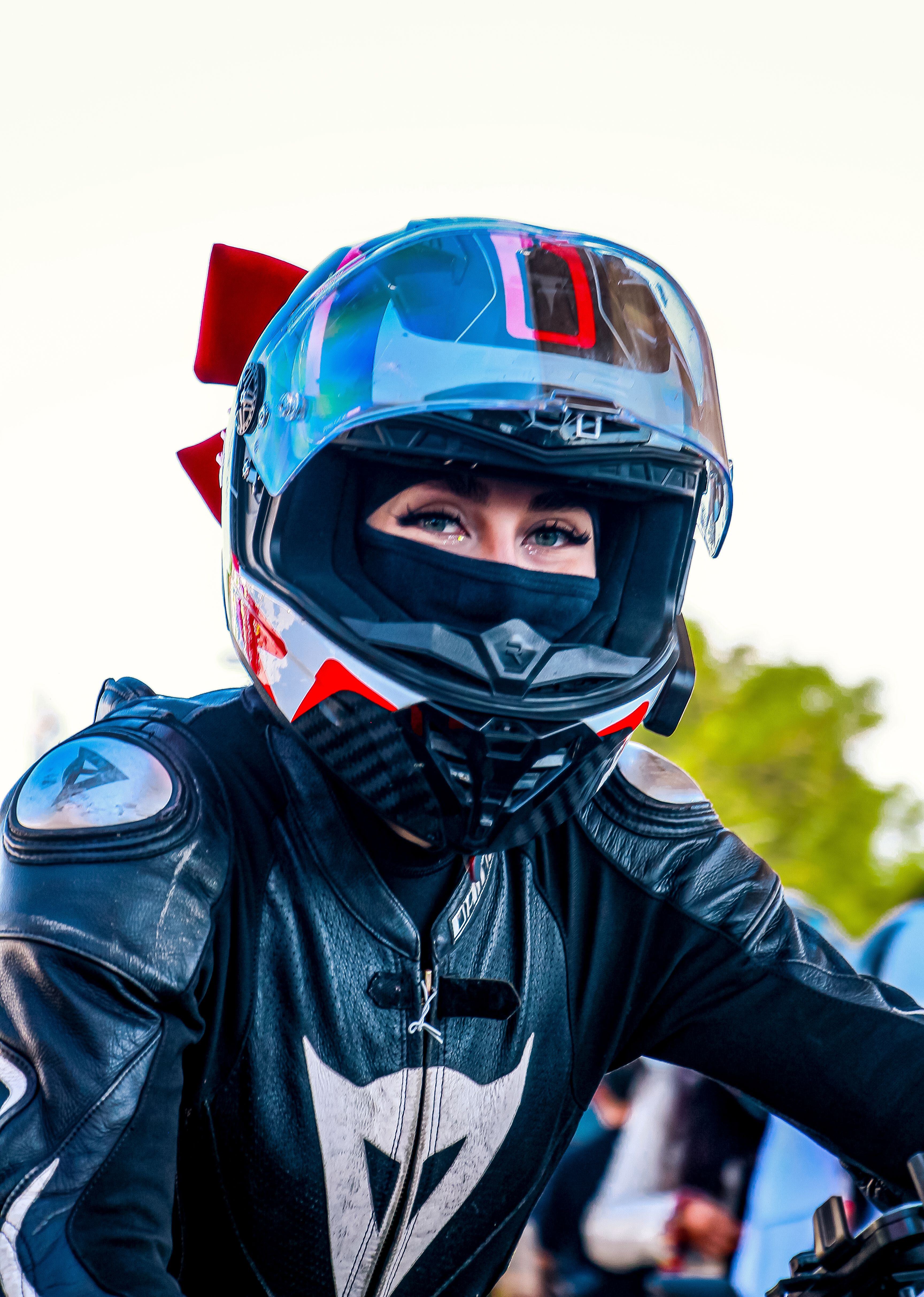 female motorcycle helmet on transparent background Daytona Retro Blitz Full Face Helmet, 2XL Inner Anti Close-up of Female Motorcyclist in