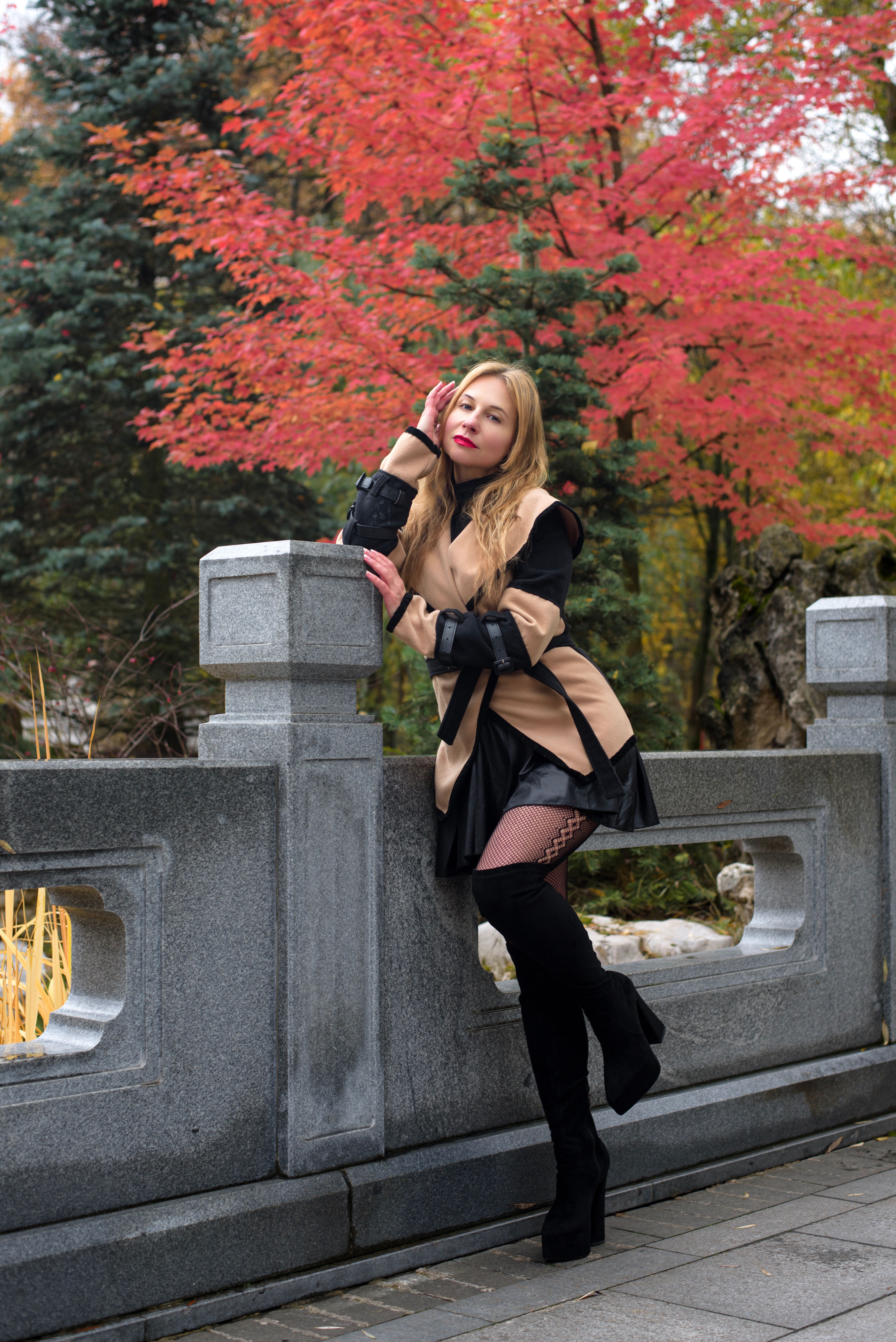 Stylish Woman Posing in Scenic Autumn Setting · Free Stock Photo