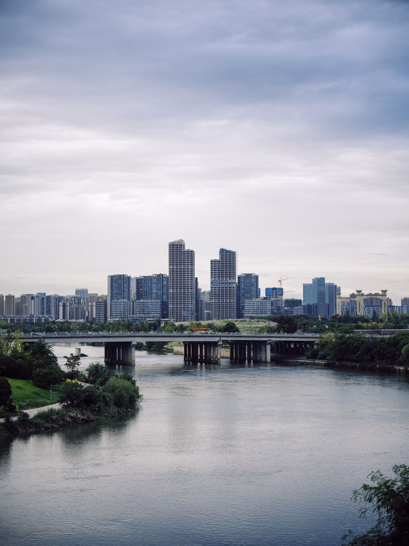 Modern Chengdu skyline with river view and city lights