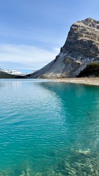 Stunning view of a mountain with turquoise lake in Banff National Park.