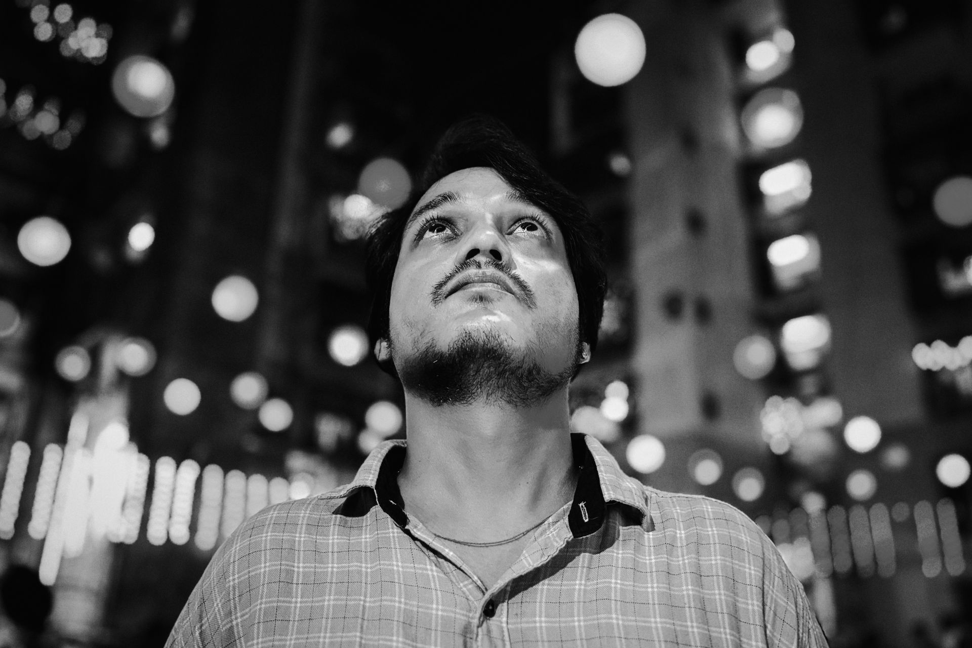 a man in black and white
