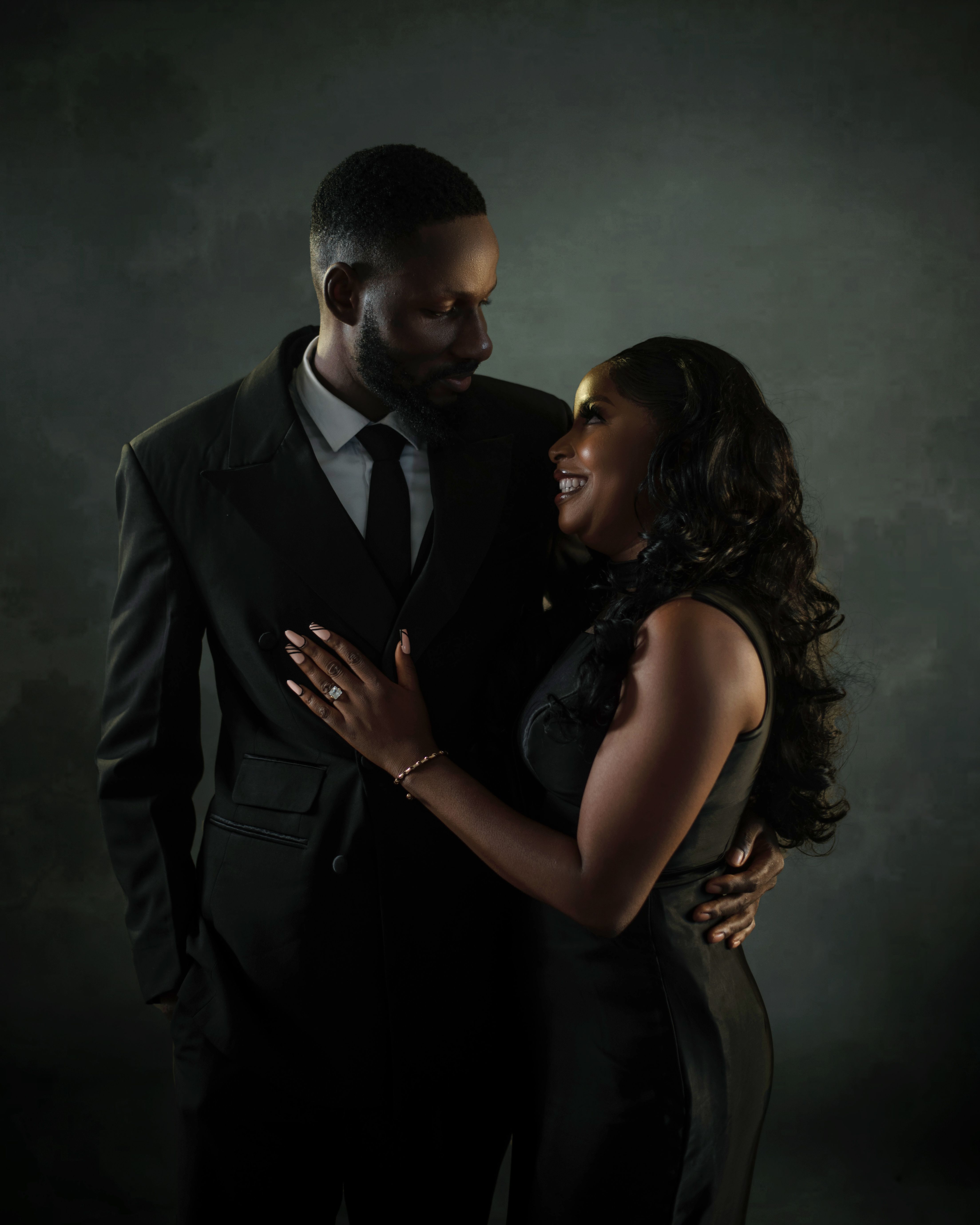 black suit and dress couple Black Dress and Black Suit Couple