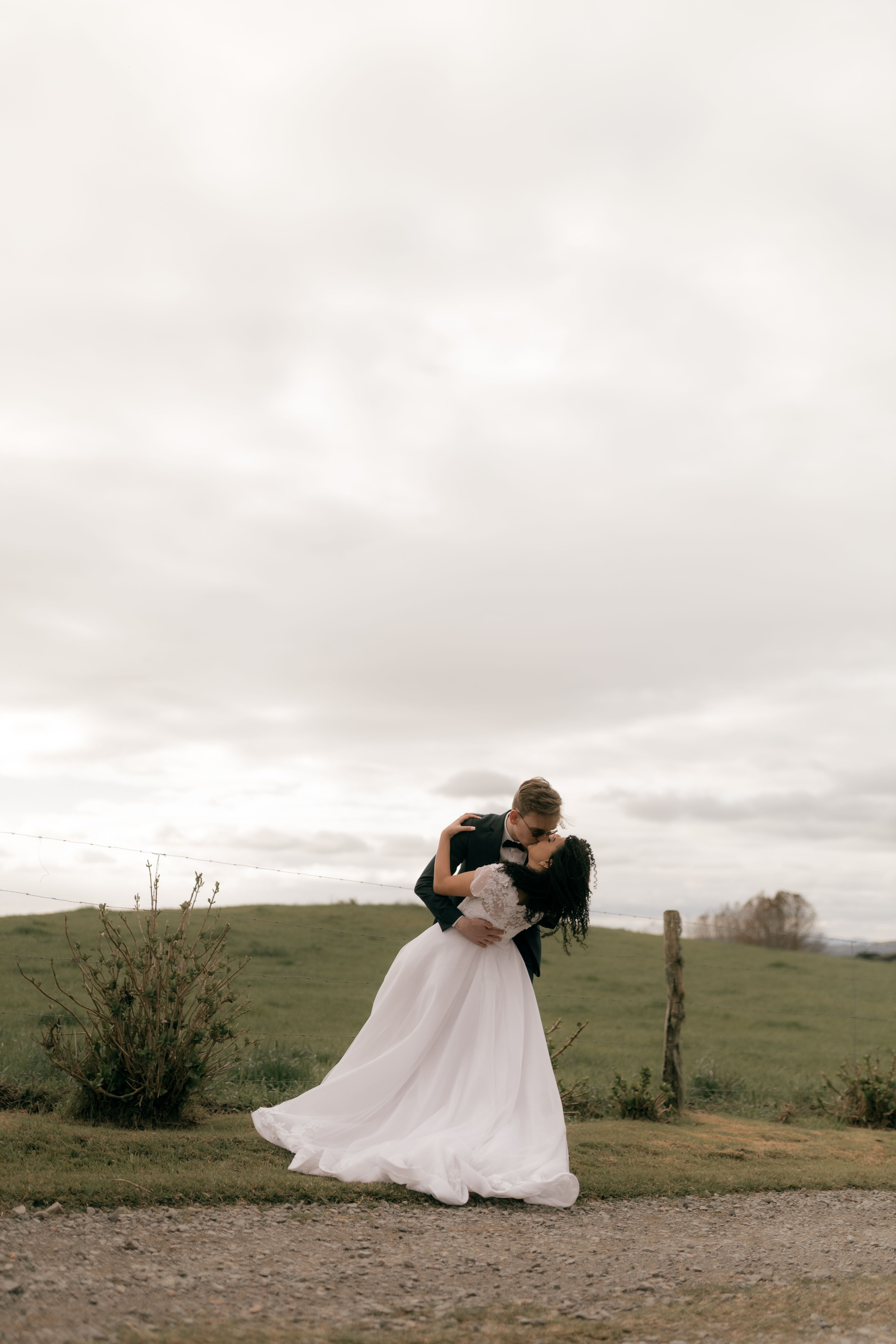 Romantic Outdoor Wedding Couple Embrace · Free Stock Photo