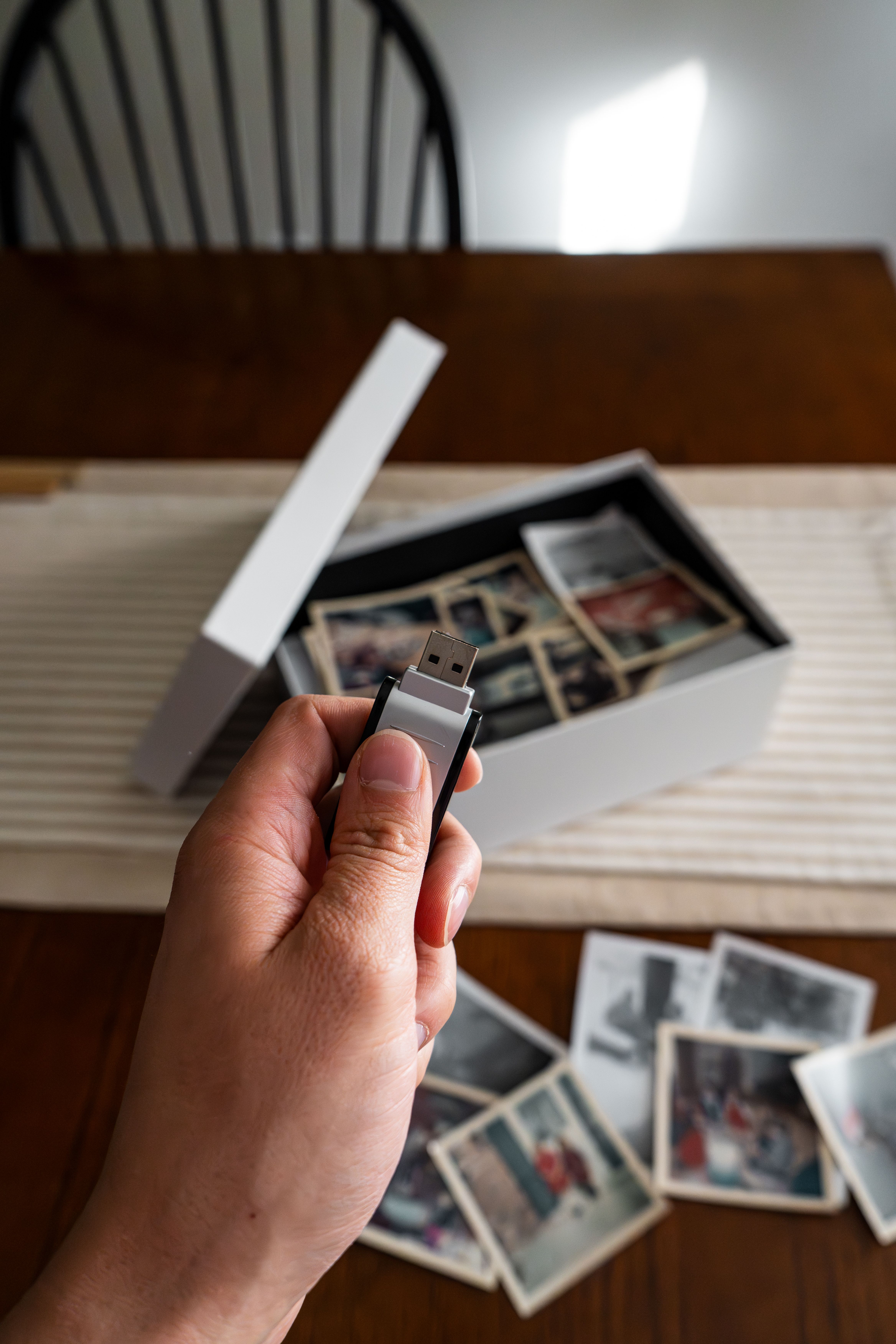 Digitizing Vintage Photos with USB Drive · Free Stock Photo