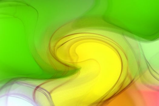 Colorful abstract swirl with dominant green and yellow tones, creating a dynamic visual effect.