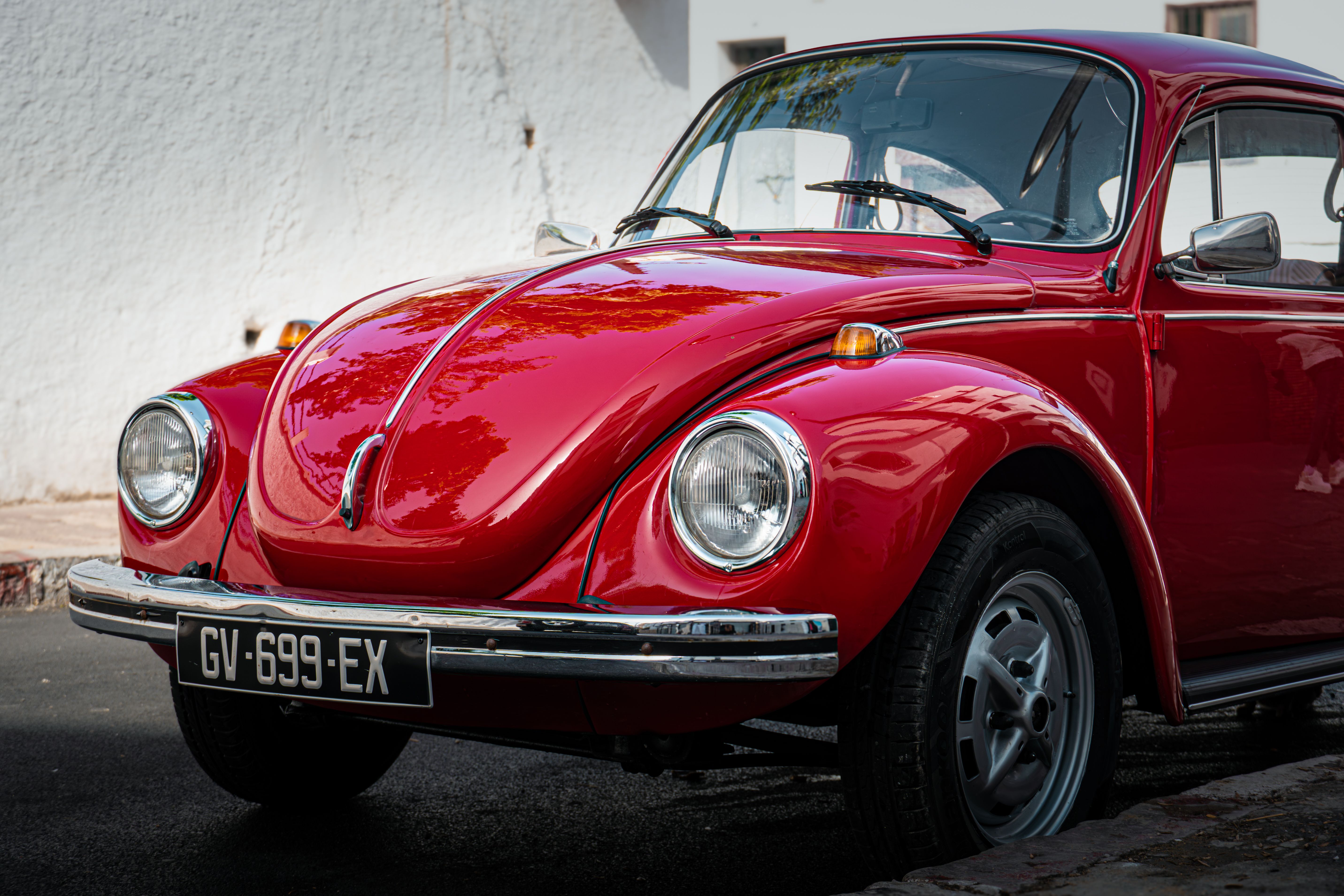 Chrome Details on a Vintage Red Car - Tangier