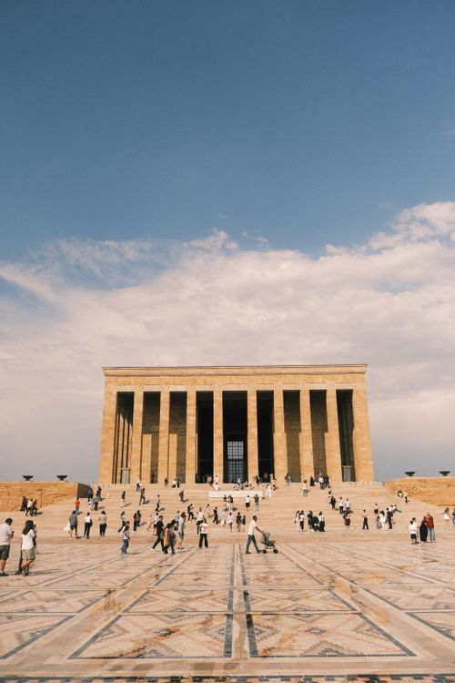 Free Visitors gather at Anıtkabir, the mausoleum of Mustafa Kemal Atatürk, in Ankara, Turkey. Stock Photo