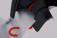 Abstract 3D Render with Bold Red Accents