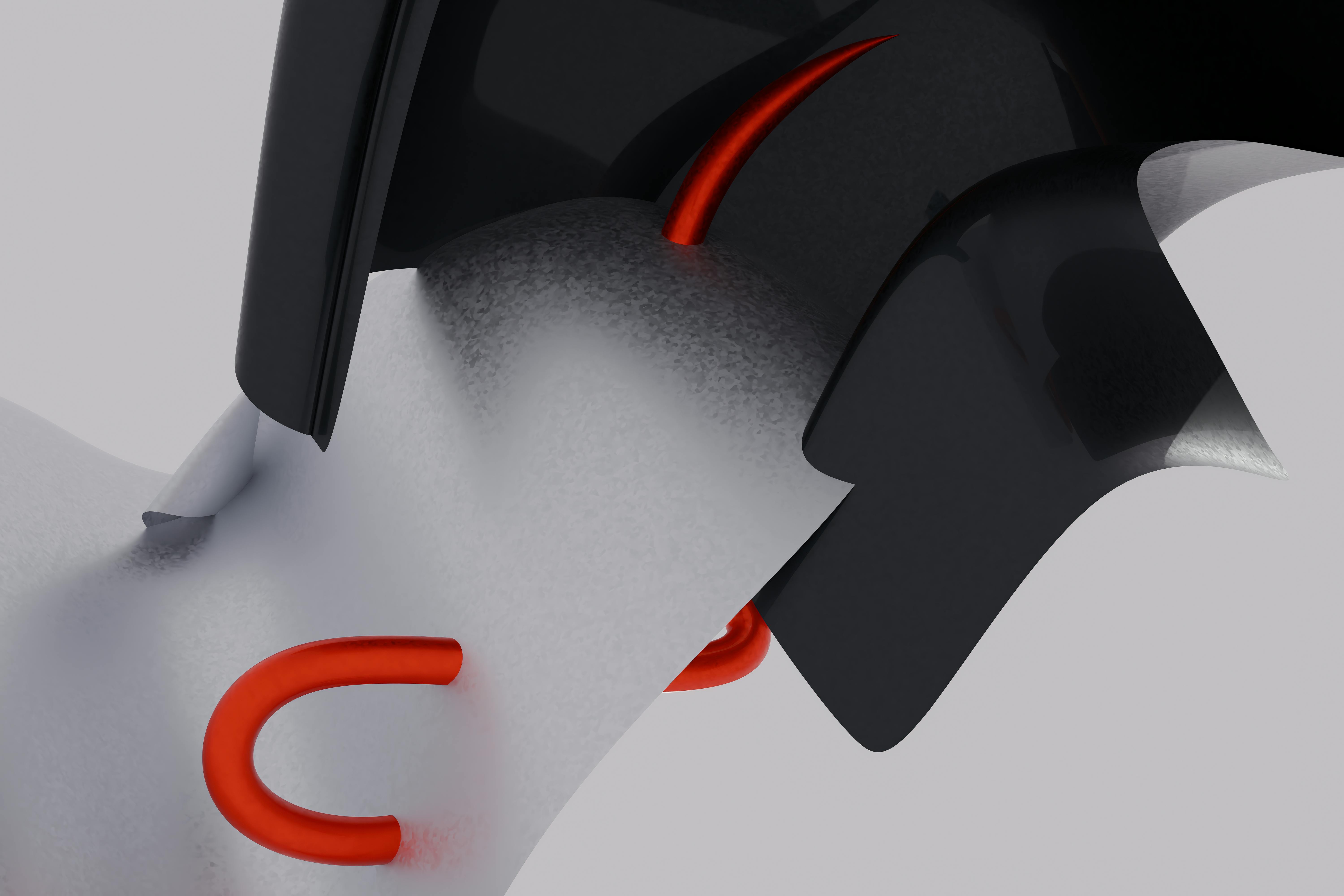 bezplatná Dynamický abstraktní 3D render s výraznými červenými a černými tvary, ideální pro tapety na plochu. Základová fotografie