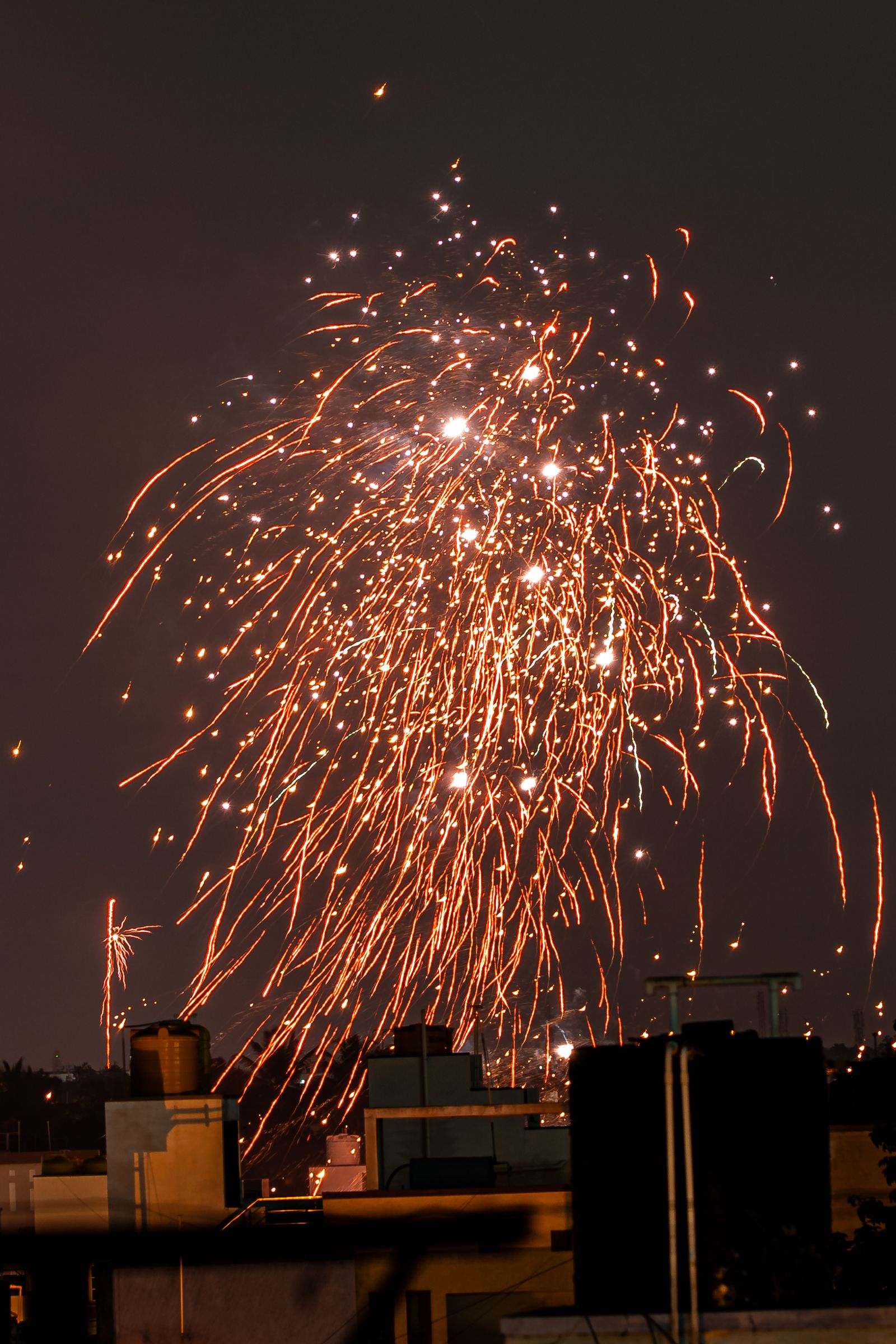 Bangalore skyline with fireworks