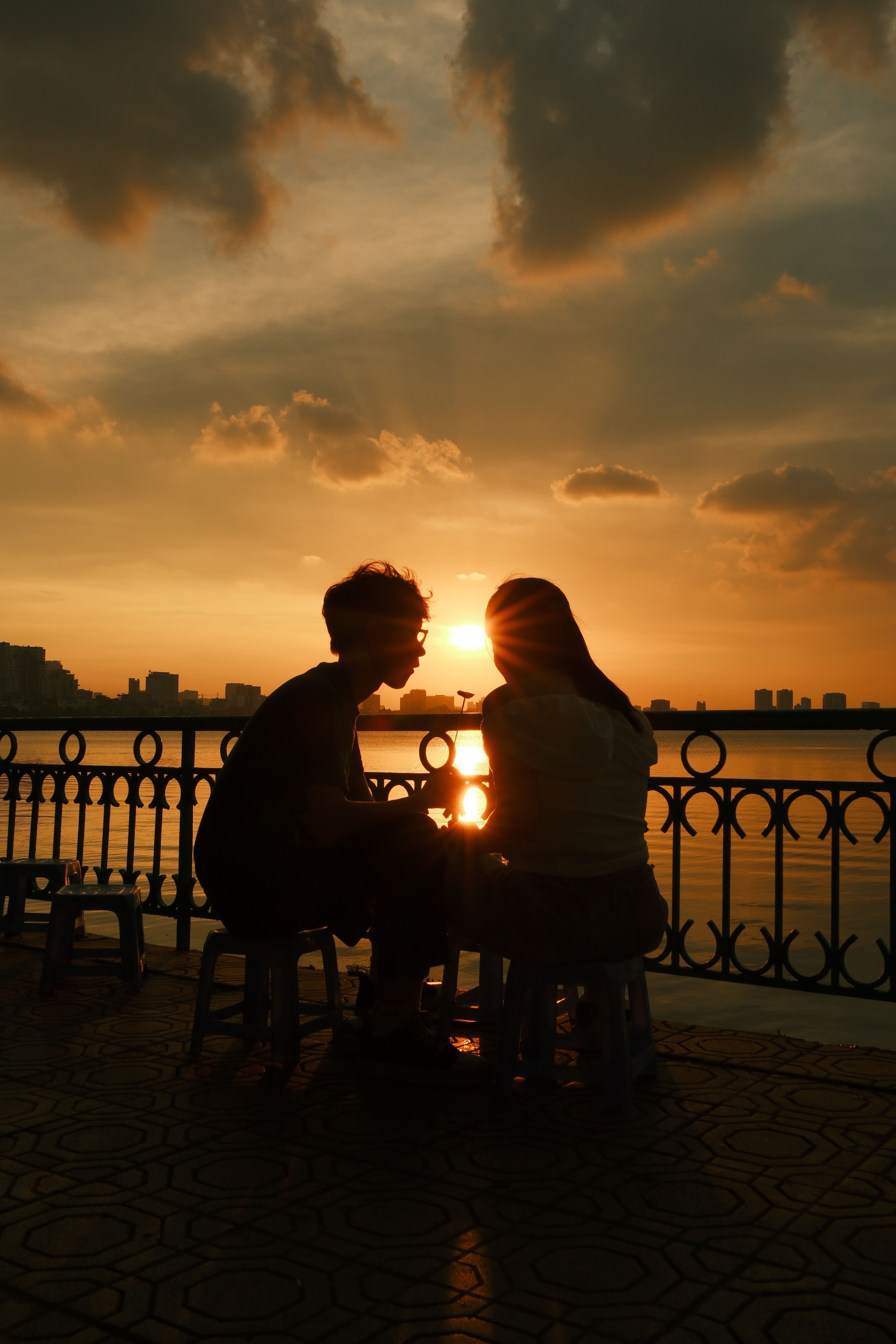 Romantic Sunset Silhouette by the Lakeside · Free Stock Photo
