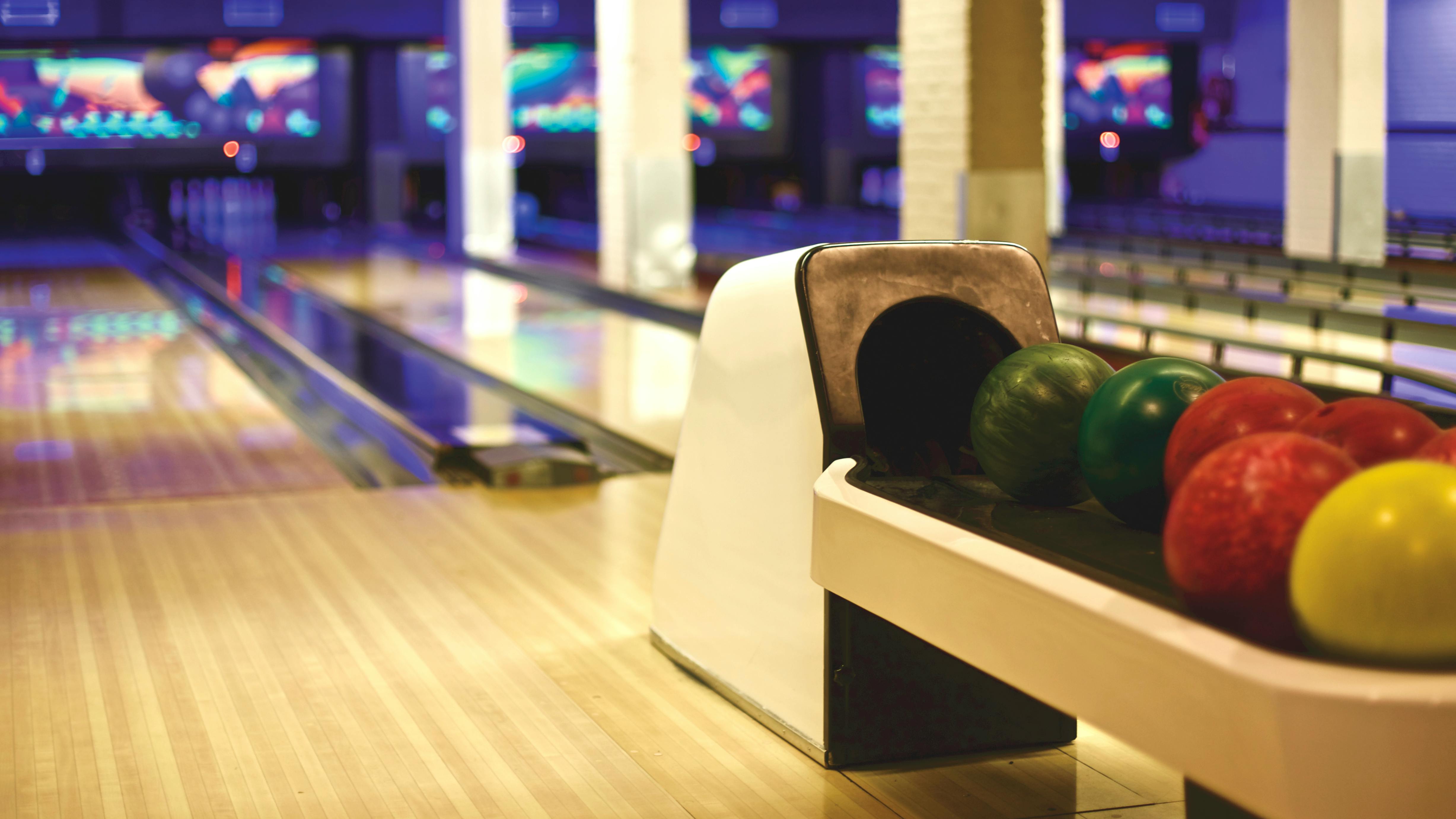 Selective Focus Of Bowling Shoes, Ball And Free Stock Photo and Image