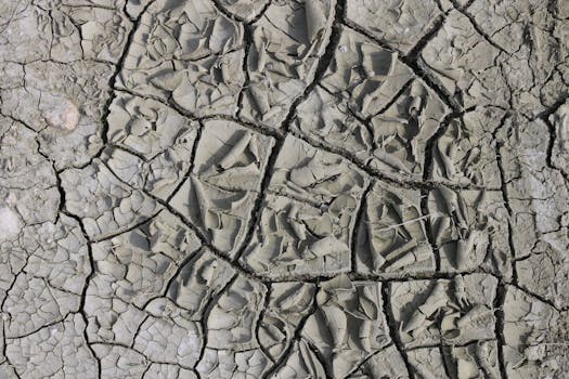Close-up image of cracked, dry soil illustrating effects of severe drought.