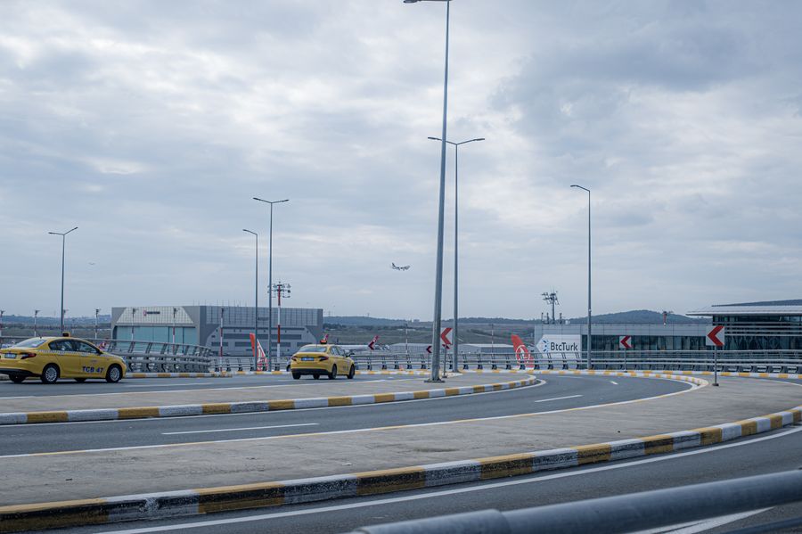 Airport taxi pickup area
