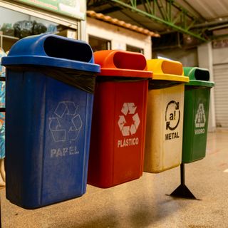 Sorted recycling bins