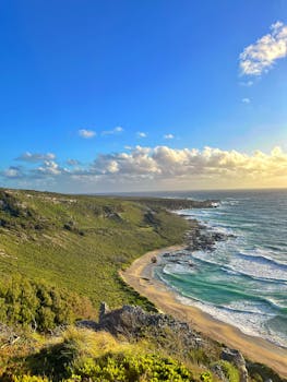 Stunning coastal view at sunrise in Dunsborough, Western Australia.