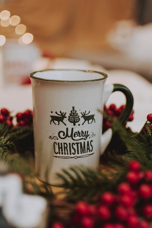 Photo Of Porcelain Mug Near Garland