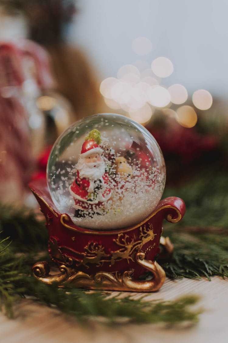 Red And Golden Glass Snow Ball