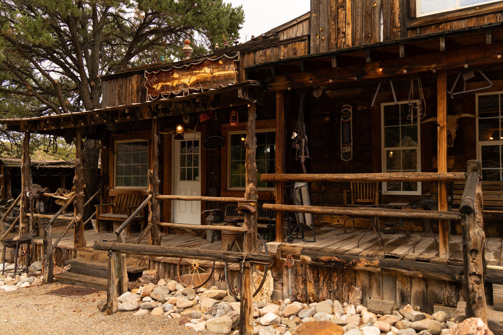 Old western saloon with rustic wooden textures and wild west spirit