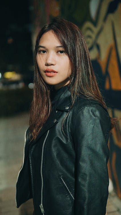 Free Photo Of Woman Wearing Black Leather Jacket Stock Photo