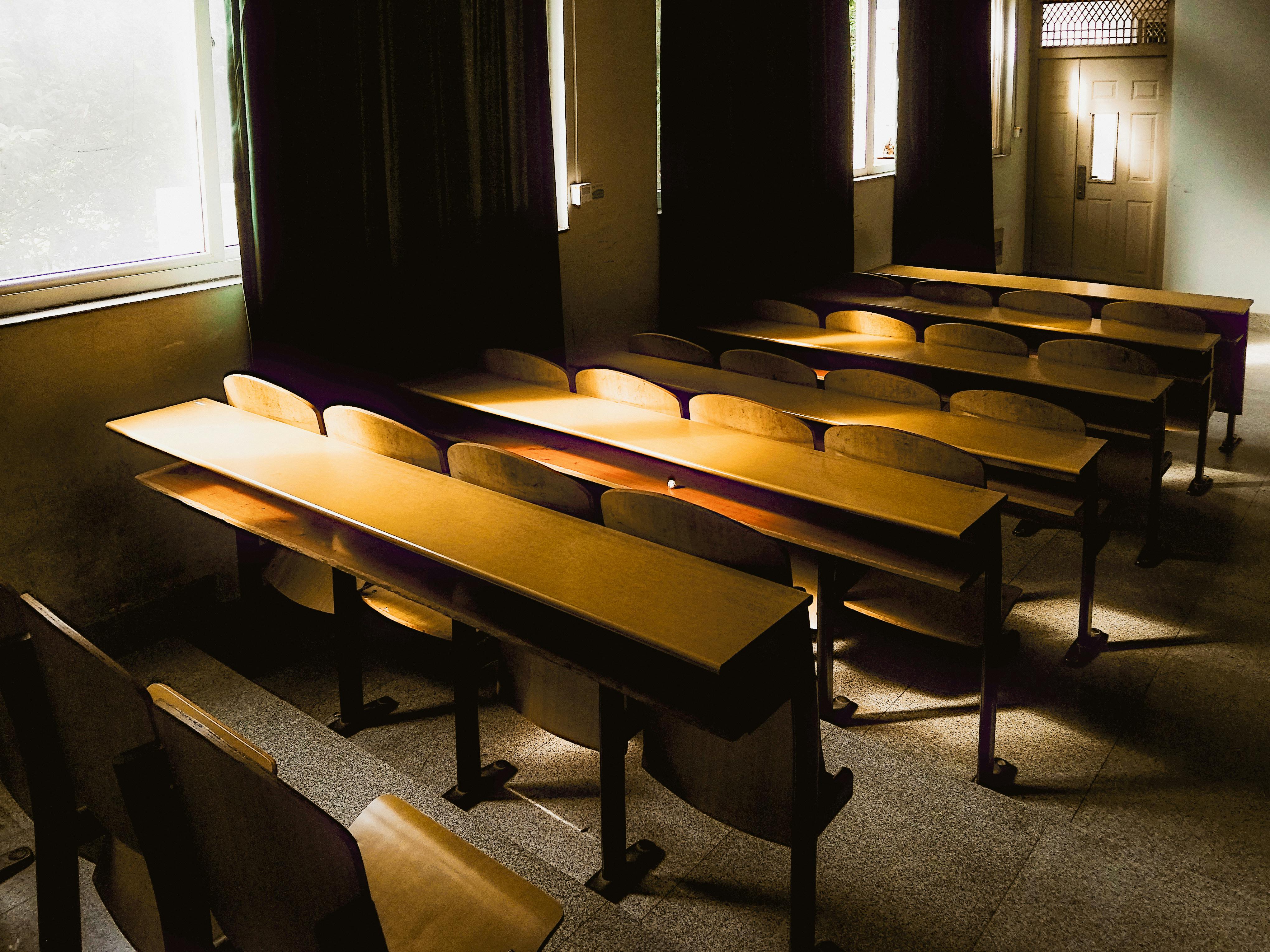 Sunlit Empty Classroom in Hubei Province