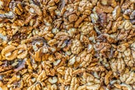 Close-up of Shelled Walnuts in Bulk
