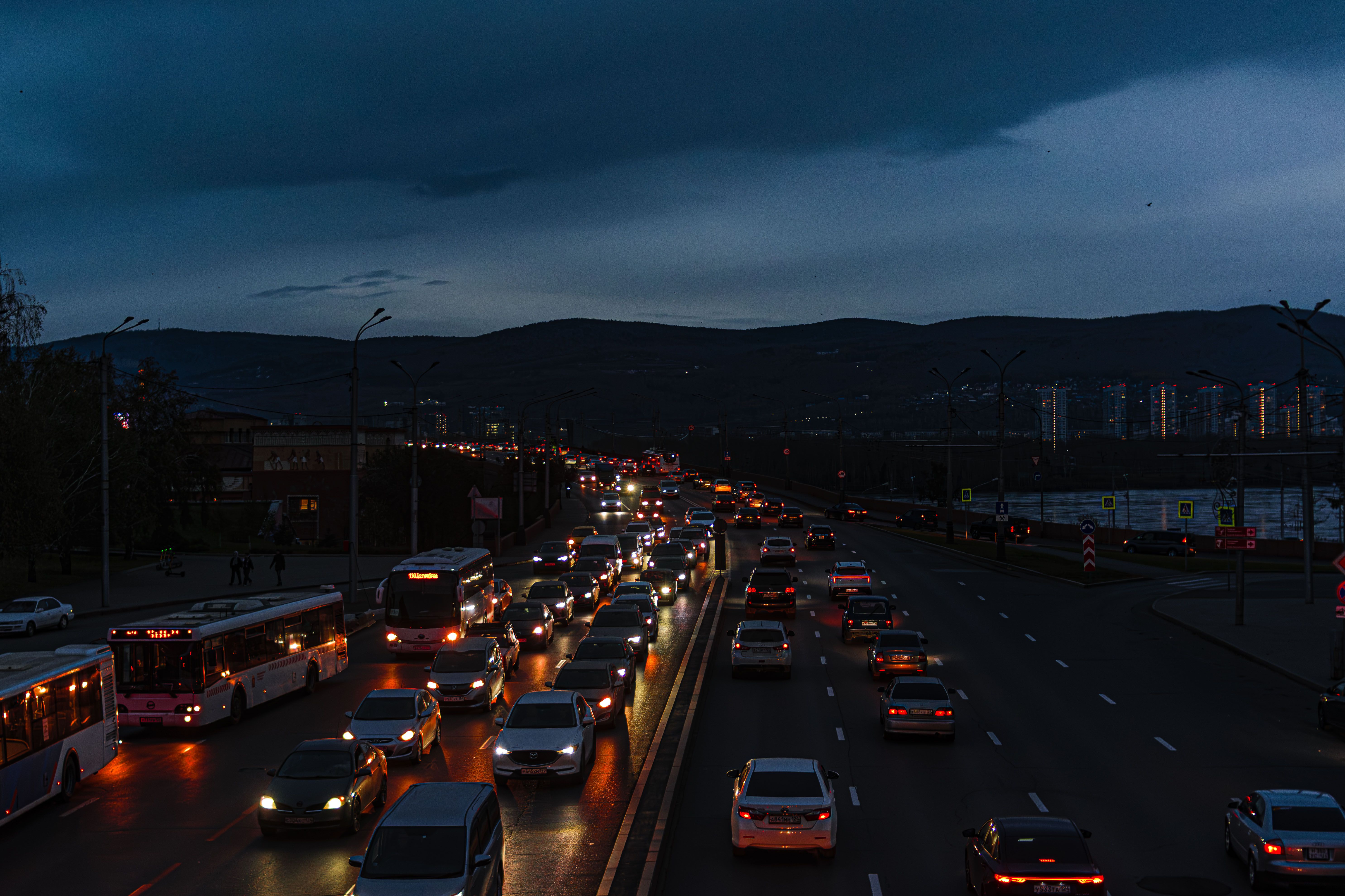 City Night Traffic Flow on a Busy Highway · Free Stock Photo