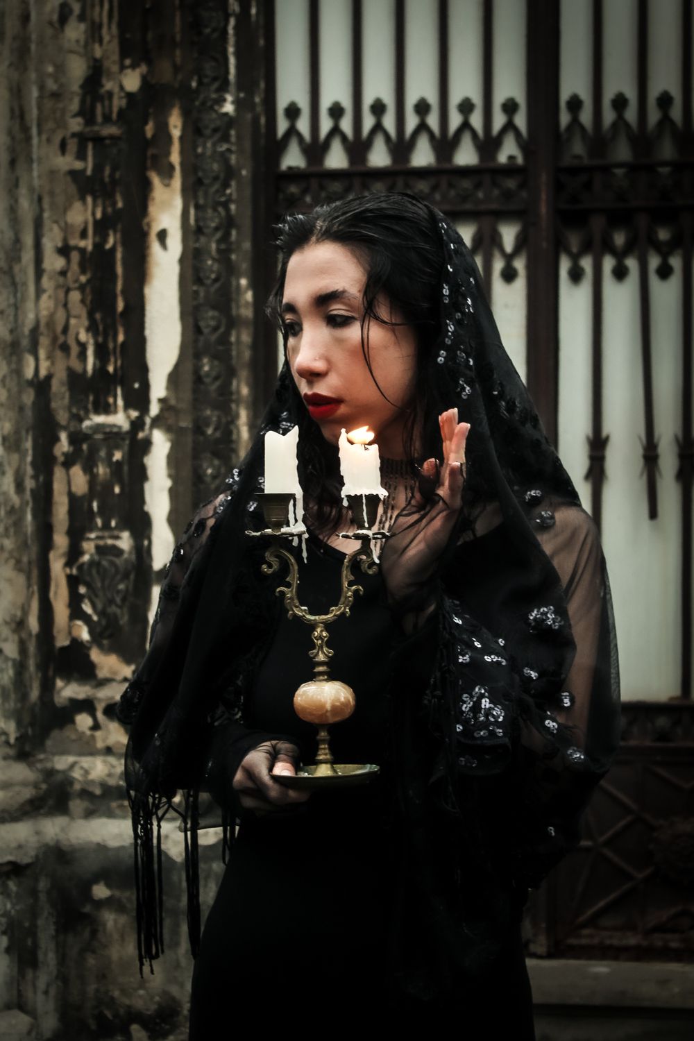 Candlesticks Goth Gothic Woman Holding Candlestick in Urban Setting · Free Stock Photo