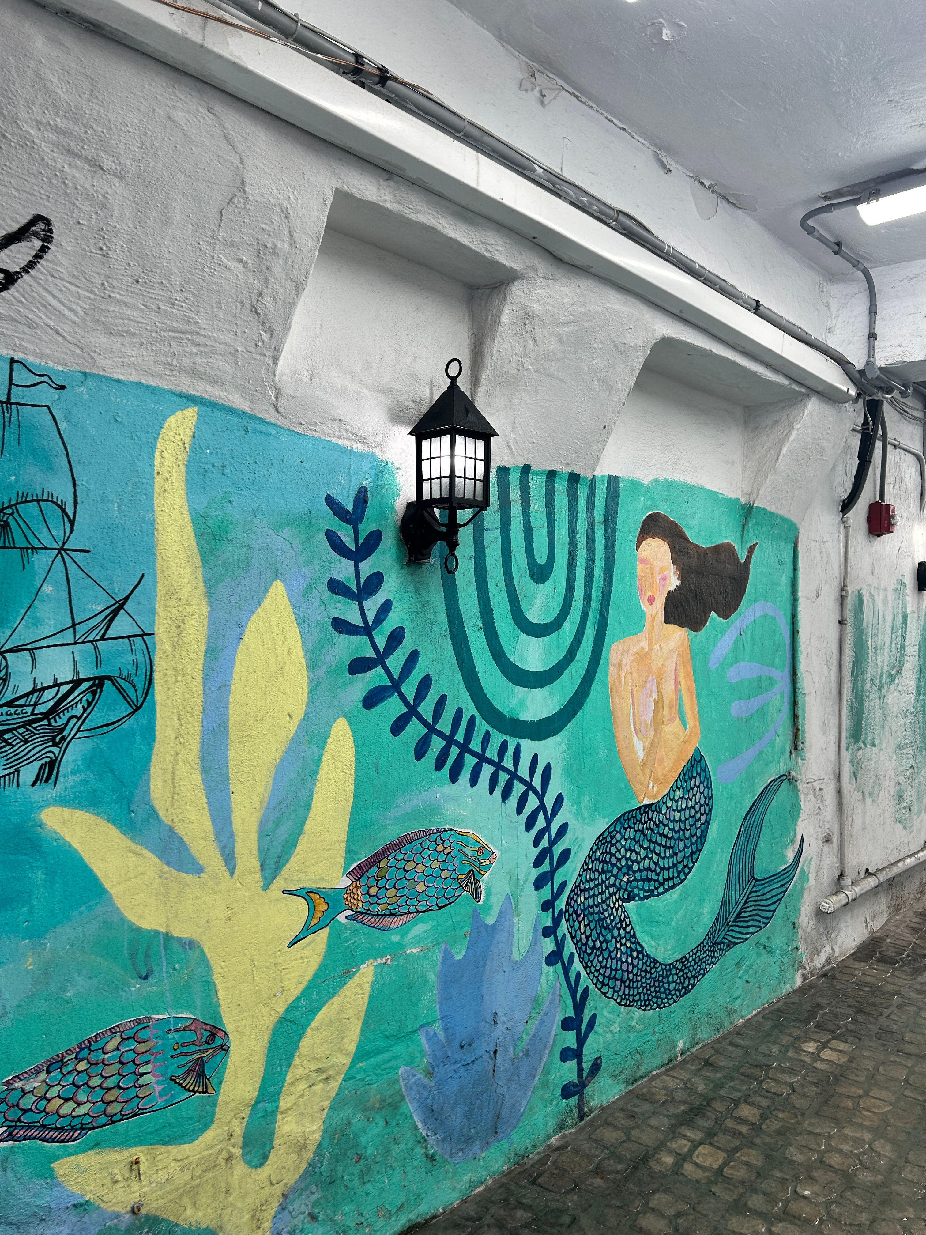 Colorful Mermaid Mural in Urban Alleyway · Free Stock Photo