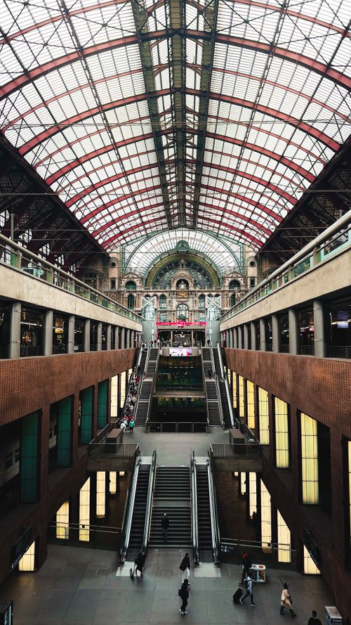 Free Stunning view of the ornate architectural interior of Antwerp Central Station, Belgium, showcasing its grand design. Stock Photo