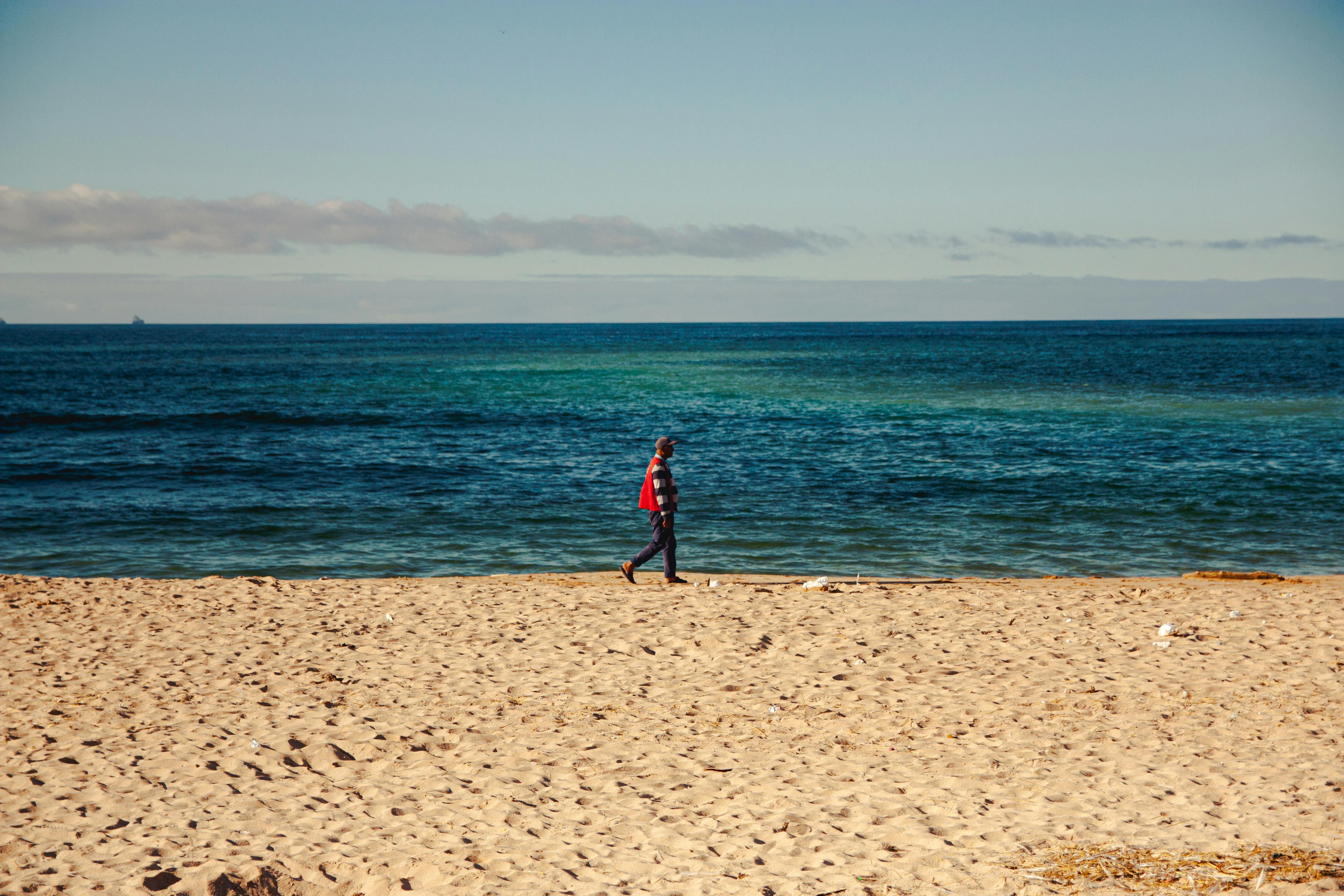 Free stock photo of a sunset in the field, beach, blue