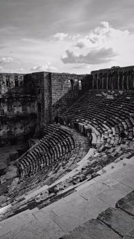 Explore the historic Roman amphitheater in Antalya, Türkiye, showcasing ancient architecture.