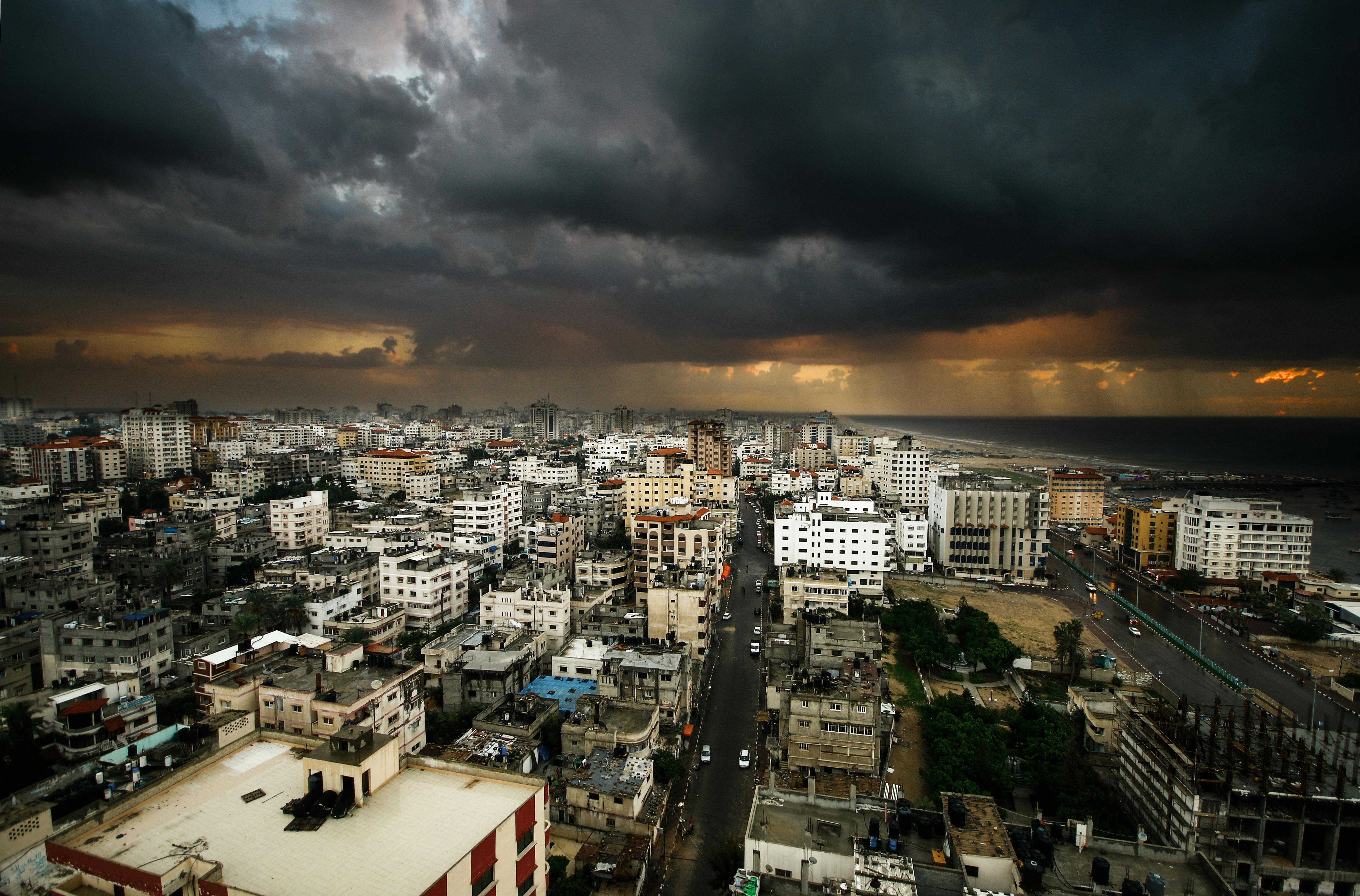 View of a Gaza street with damaged buildings